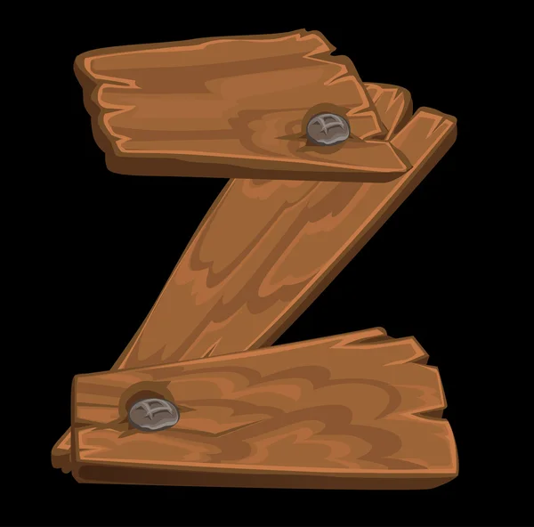 Wooden alphabet - letter Z on black background — Vector de stock