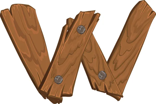 Wooden alphabet - letter W on white background — Stock Vector