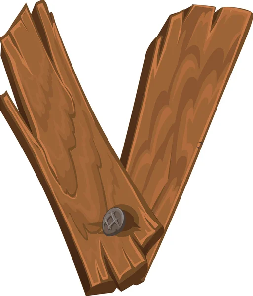 Alfabeto de madera - letra V sobre fondo blanco — Vector de stock