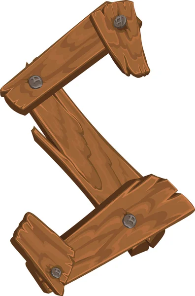 Alfabeto de madera - letra s sobre fondo blanco — Vector de stock