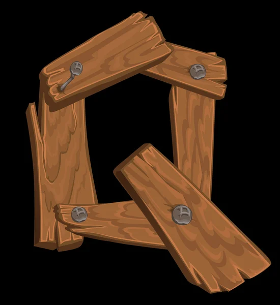 Alfabeto in legno - lettera q su sfondo nero — Vettoriale Stock