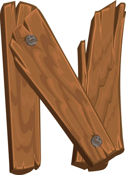 Alfabeto de madera - letra N sobre fondo blanco — Vector de stock