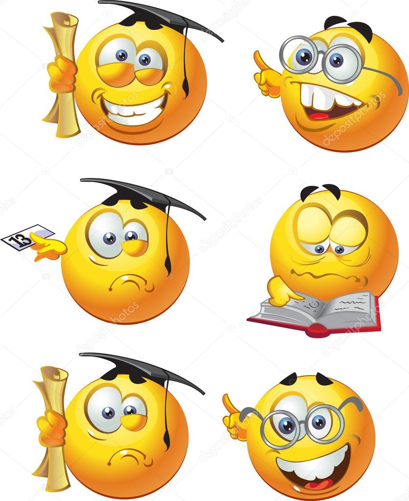 Set of batch education round smiles