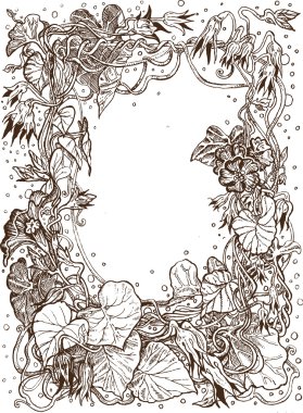 Dekoratif çerçeve çizim gündüzsefası mürekkep