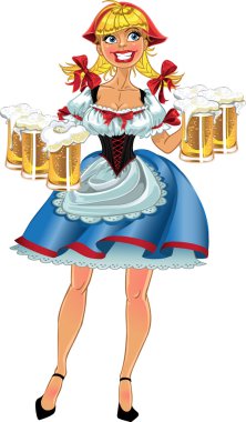 Bira vektör ile Ekim Festivali sarışın kız