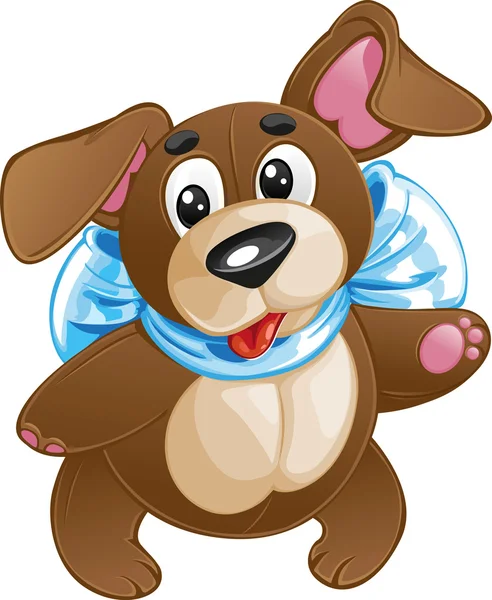 Дитяча м'яка іграшка смішна собака з бантом — стоковий вектор