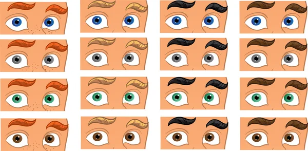 Color eyes look in the men face — Stock Vector