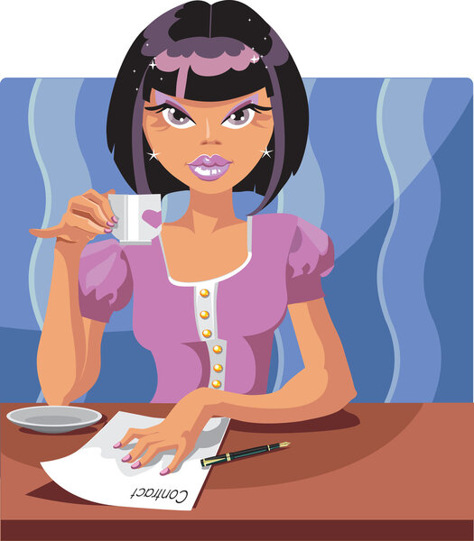 Businesswoman drinking tea or coffee