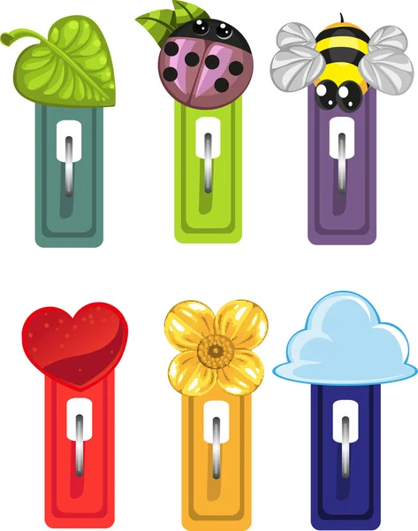 Different funny clothes pegs — Stock Vector