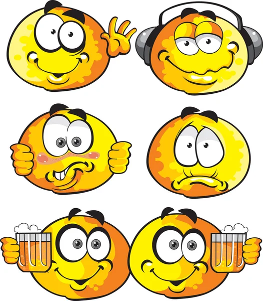 Set of batch round smiles friends — Stock Vector