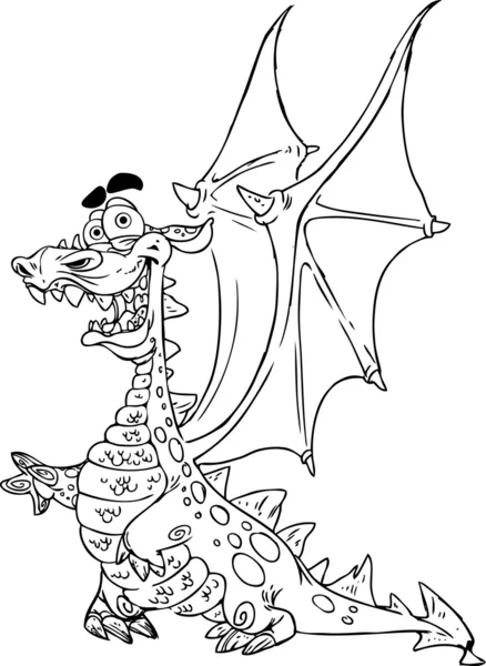 Fairytale Dragon black outline for coloring — Stock Vector
