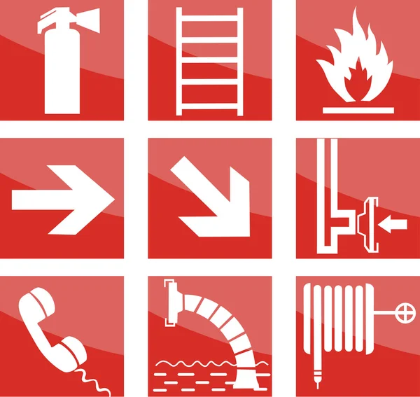 Znaki bezpieczeństwa pożarowego — Wektor stockowy