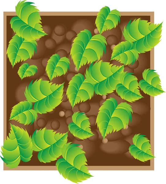 Illustration with leaves on brown background — Stock Vector