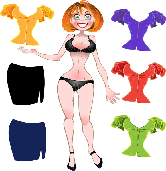 设置不同的颜色衣服的裸体性感的女人 — 图库矢量图片