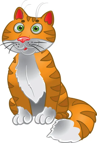 Naranja divertido sentado gato — Vector de stock