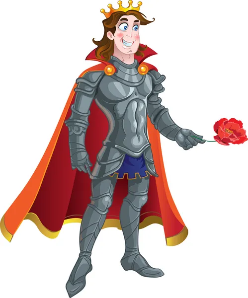 Prince Charming in armour give flover — Stock Vector