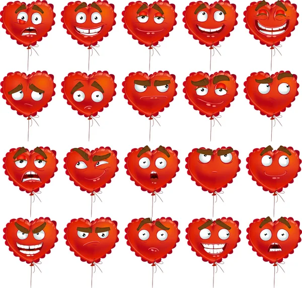 Jeu de sourires de ballon rouge Saint-Valentin — Image vectorielle