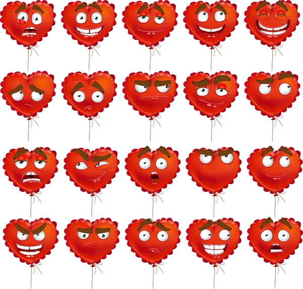 San Valentín rojo globo sonrisas conjunto — Archivo Imágenes Vectoriales