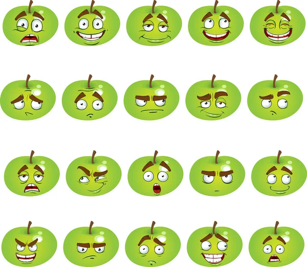 Conjunto de manzanas sonrisas — Vector de stock