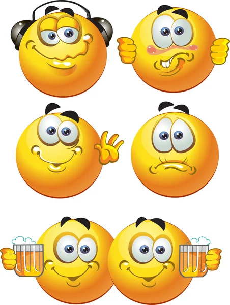 Set of batch round smiles friends — Stock Vector