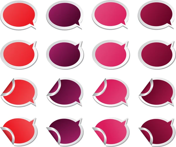 Adesivos elementos de bolhas de fala para o design rosa e vermelho — Vetor de Stock