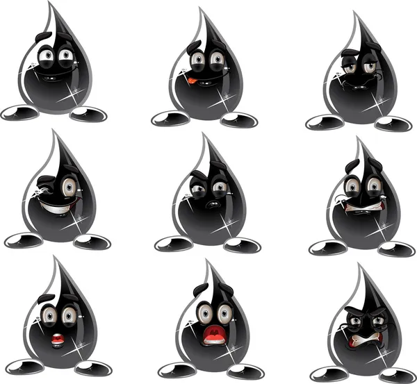 Gouttes noires vecteur huile ou pétrole de Smilies — Image vectorielle