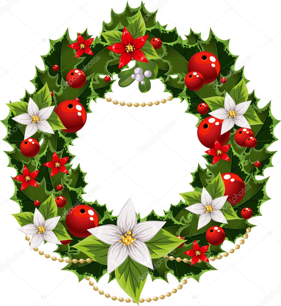 Christmas green and red embellishment with the decorative garland