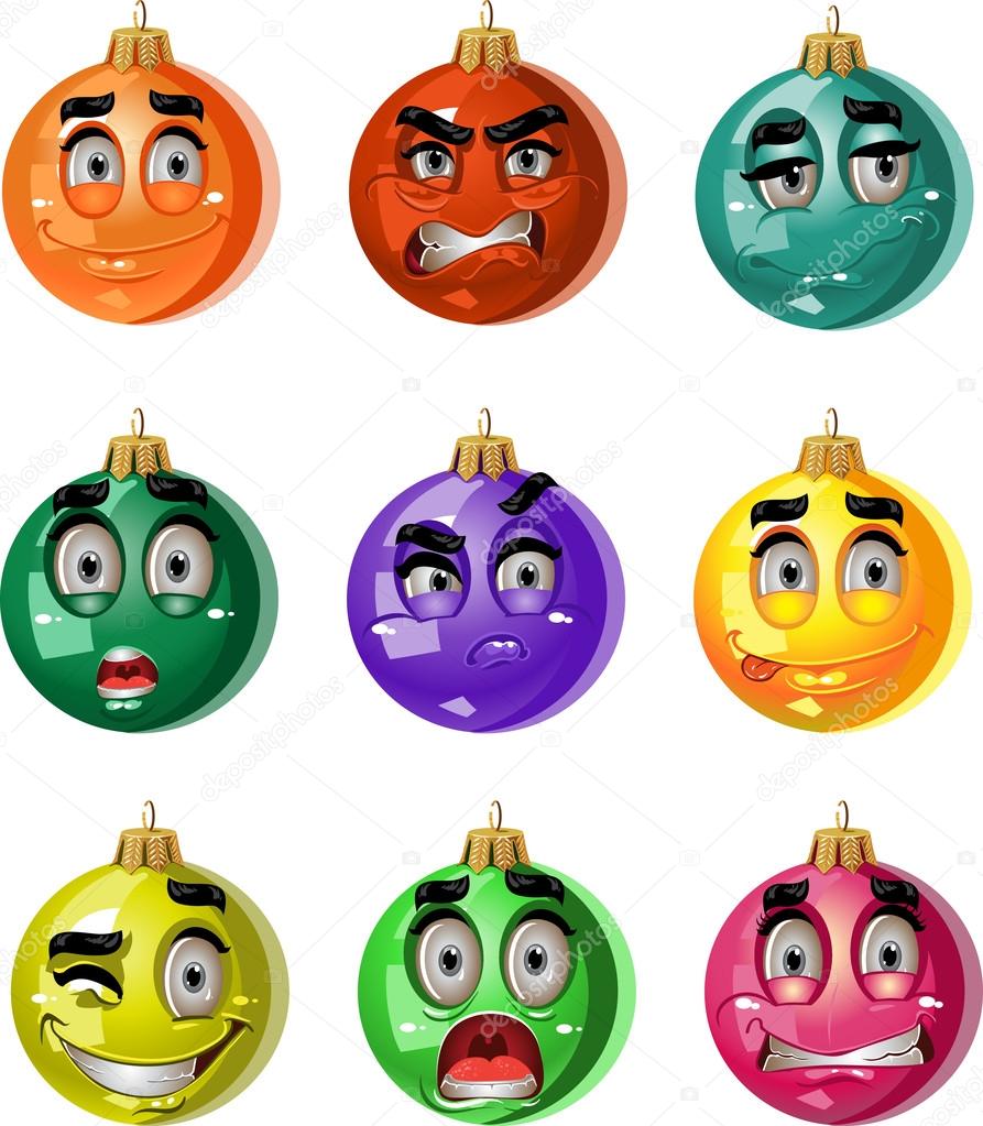 Christmas tree ornaments balls - smiles