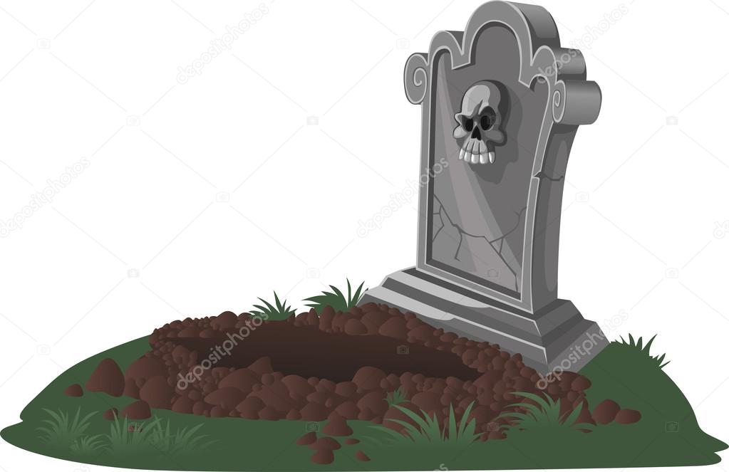 Halloween decorations tombstone and dug grave