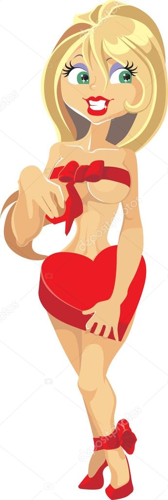 Valentines vector nude Blond with chocolate isolated on the white background