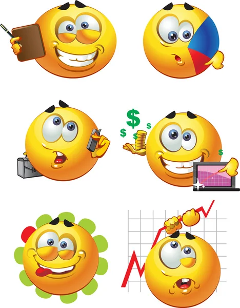 Set of batch round business smiles — Stock Vector