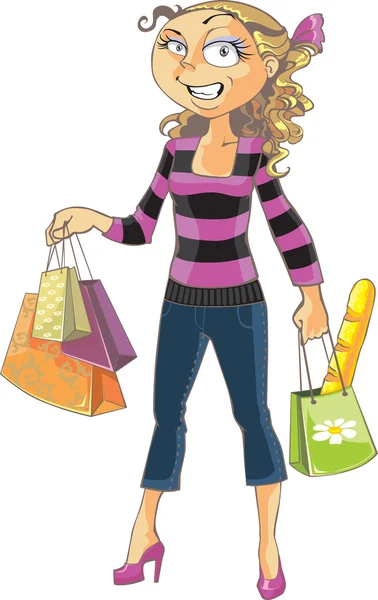 Shopping Girl — Stock Vector