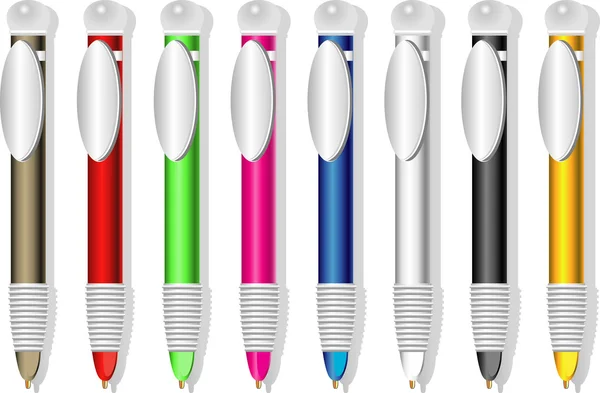 Cheap souvenir plastic pens — Stock Vector