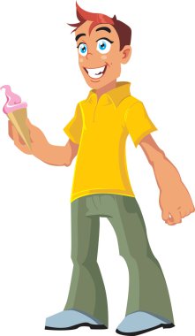 vektör boy gülümseyerek ve dondurma