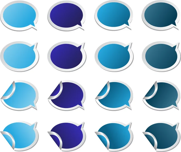 Felgekleurde stickers spraak bubbels elementen voor design in blauwe kleur — Stockvector