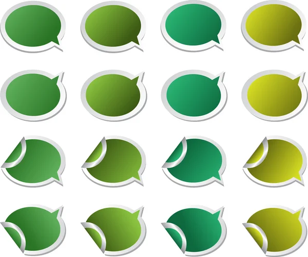 Adesivos coloridos elementos de bolhas de fala para design em cor verde —  Vetores de Stock