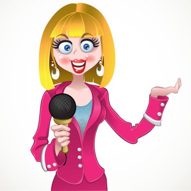vektör muhabir kız pembe elbiseli