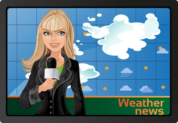 Blond girl and weather news — Stock Vector