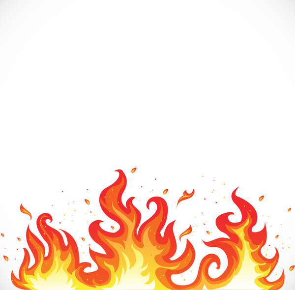 Hot fire on white