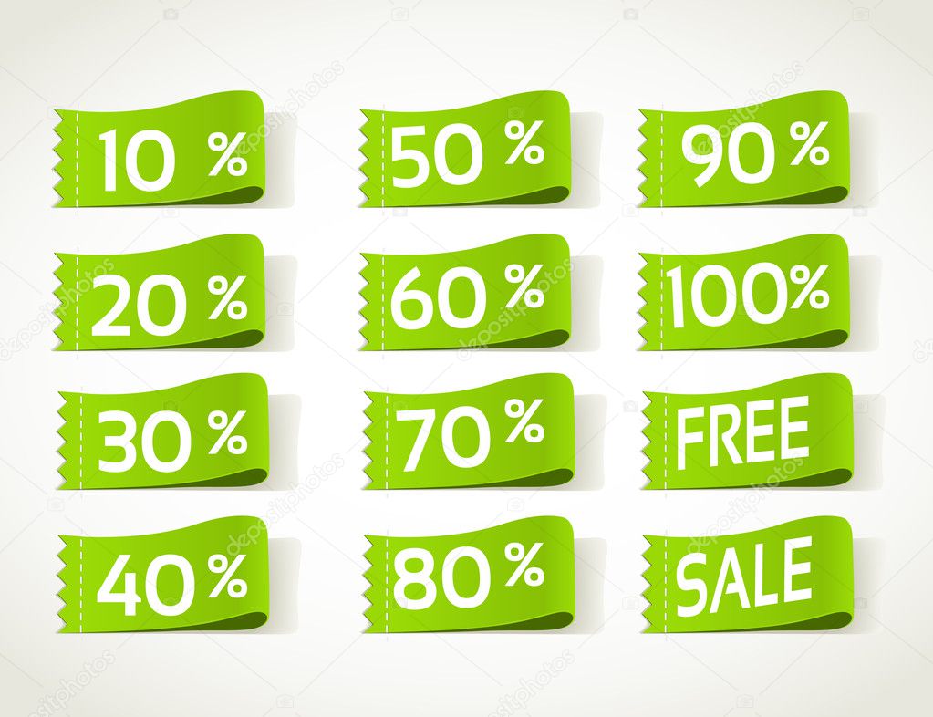 Green arrival label sale percents