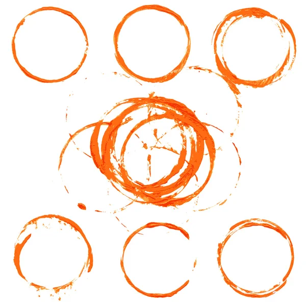 Ensemble d'impressions vectorielles en cercle orange sur papier — Image vectorielle