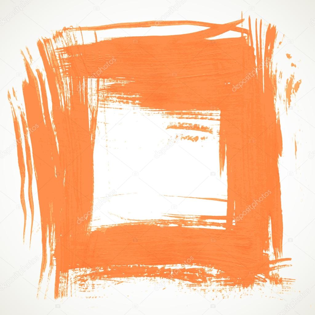 Orange vector frame handdrawn brush on paper
