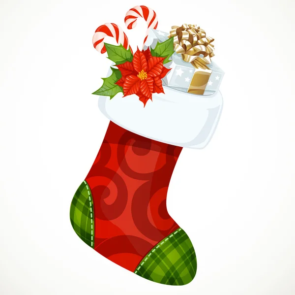 Christmas sock with gifts — Stock Vector