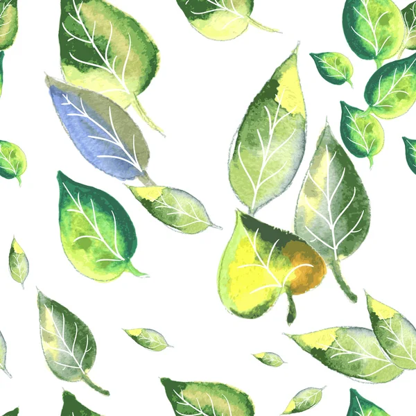 Безшовний орнамент з листя акварелі на білому тлі — стоковий вектор