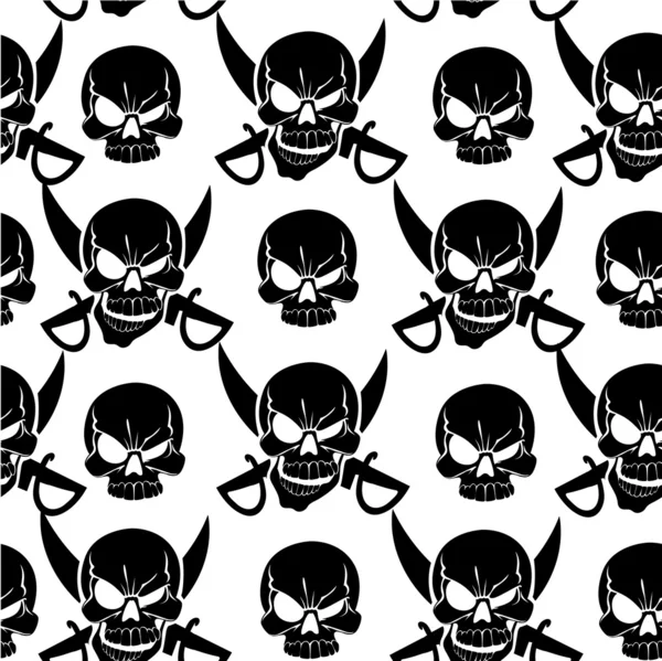 Jolly Roger fondo blanco sin costuras — Archivo Imágenes Vectoriales