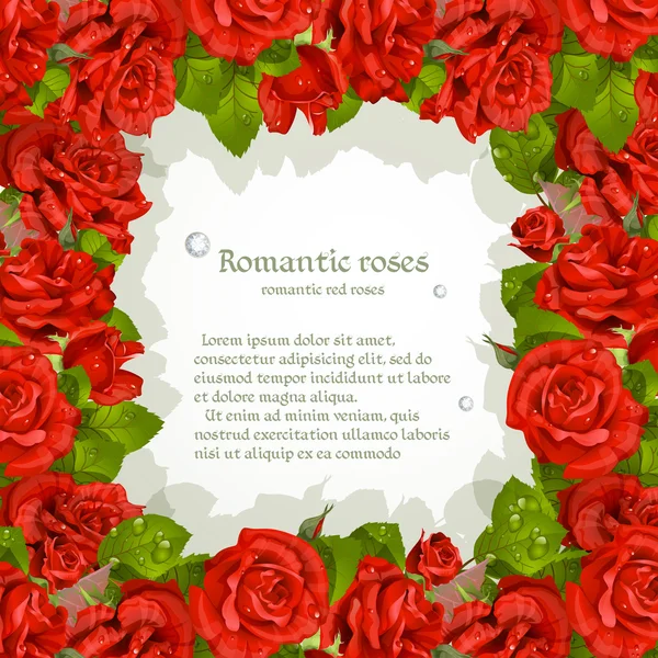 红玫瑰的框架 — 图库矢量图片
