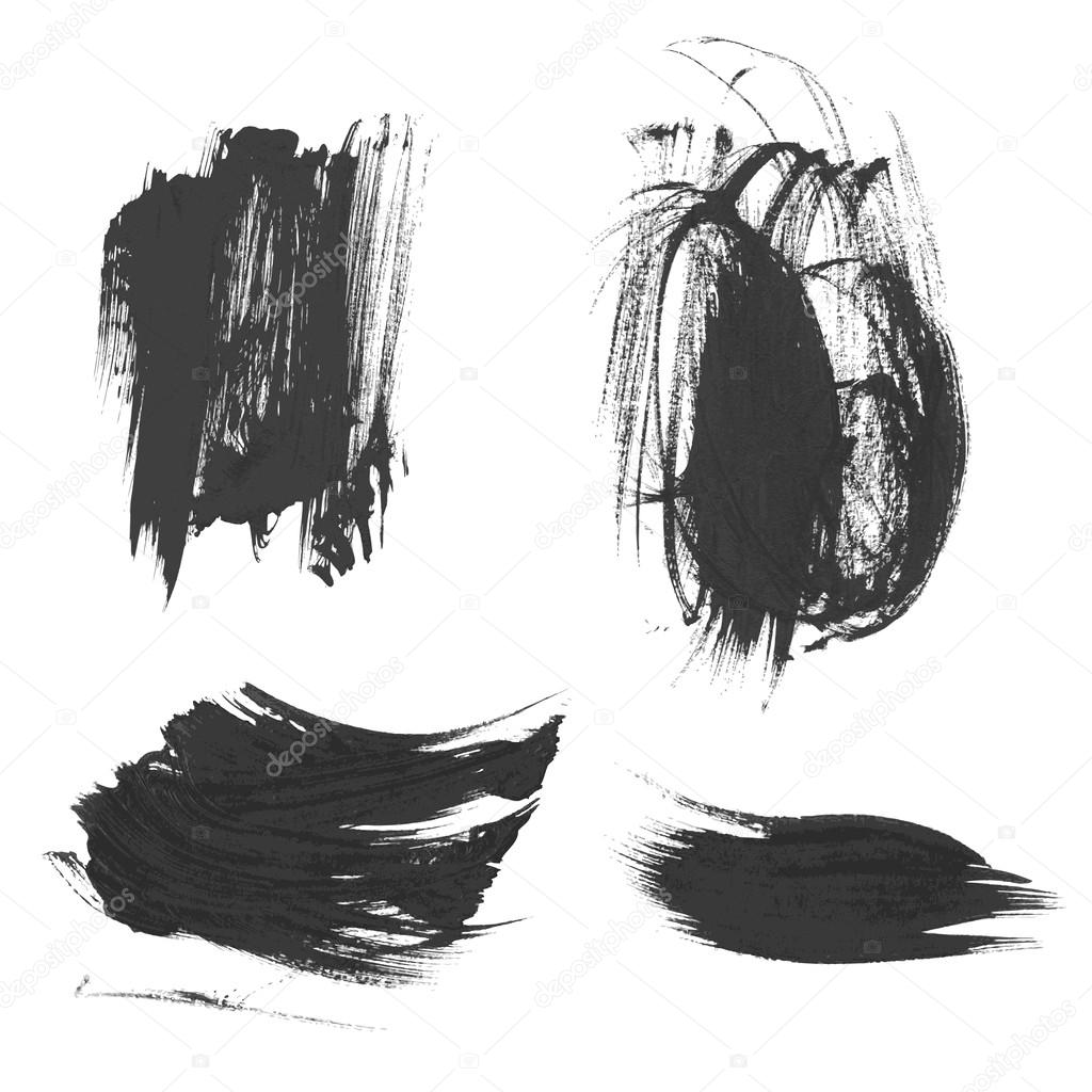 Set realistic paint strokes drawn on paper 5. vector