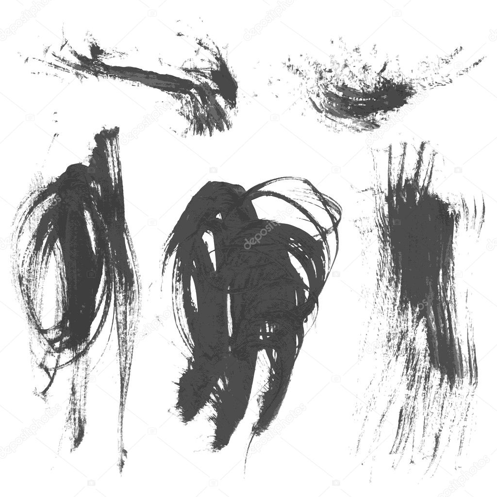 Set realistic paint strokes drawn on paper. vector