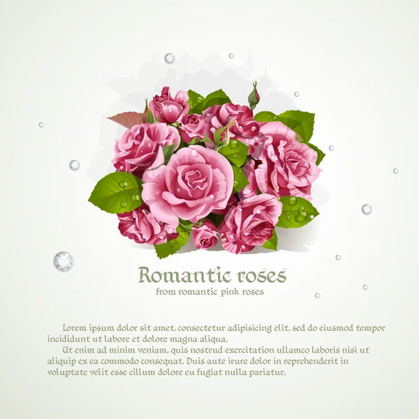 Banner con bouquet di rose rosa — Vettoriale Stock