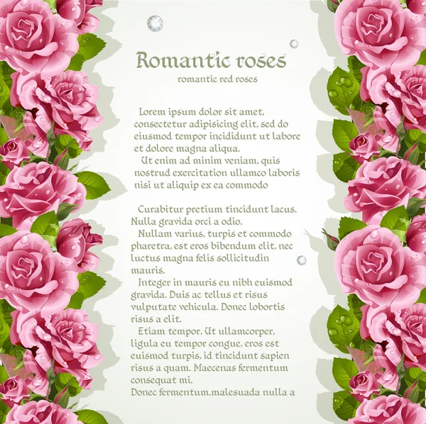 Plano de fundo para o seu texto com rosas rosa — Vetor de Stock